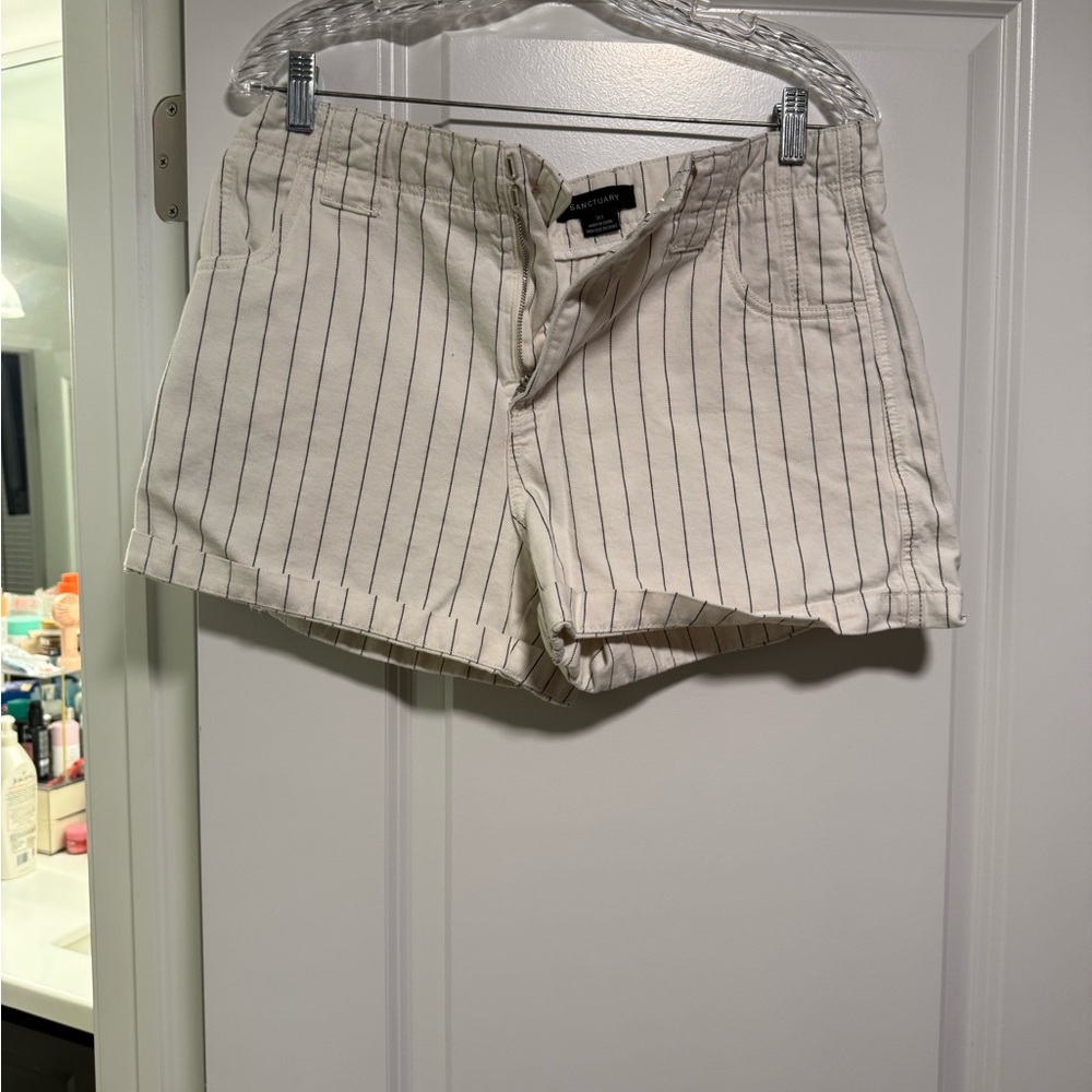 Sanctuary Cream and Black Striped Women's Shorts